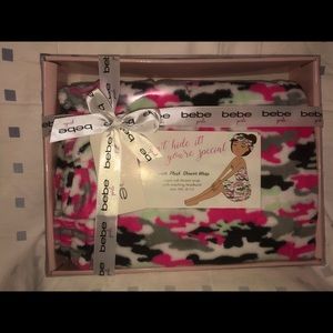 Plush shower wrap with bow headband